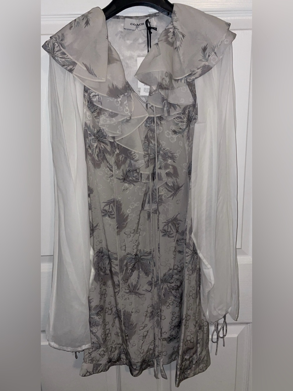 Coach Palm Tree Mini Dress with Ruffle Collar